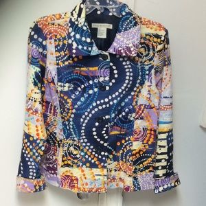 Cute 100% Cotton Jacket Sz M Unique Print